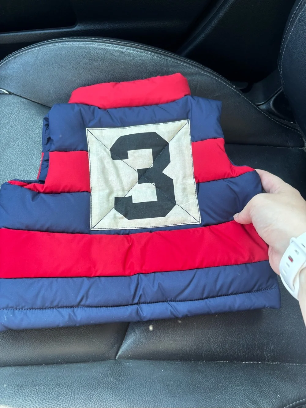 Ralph Lauren Red and Navy Striped Puffer Vest - Kids
